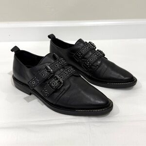 Bleeker & Bond Women Leigh Buckle Adjustable Strap Studded Slip-on Flats 7M